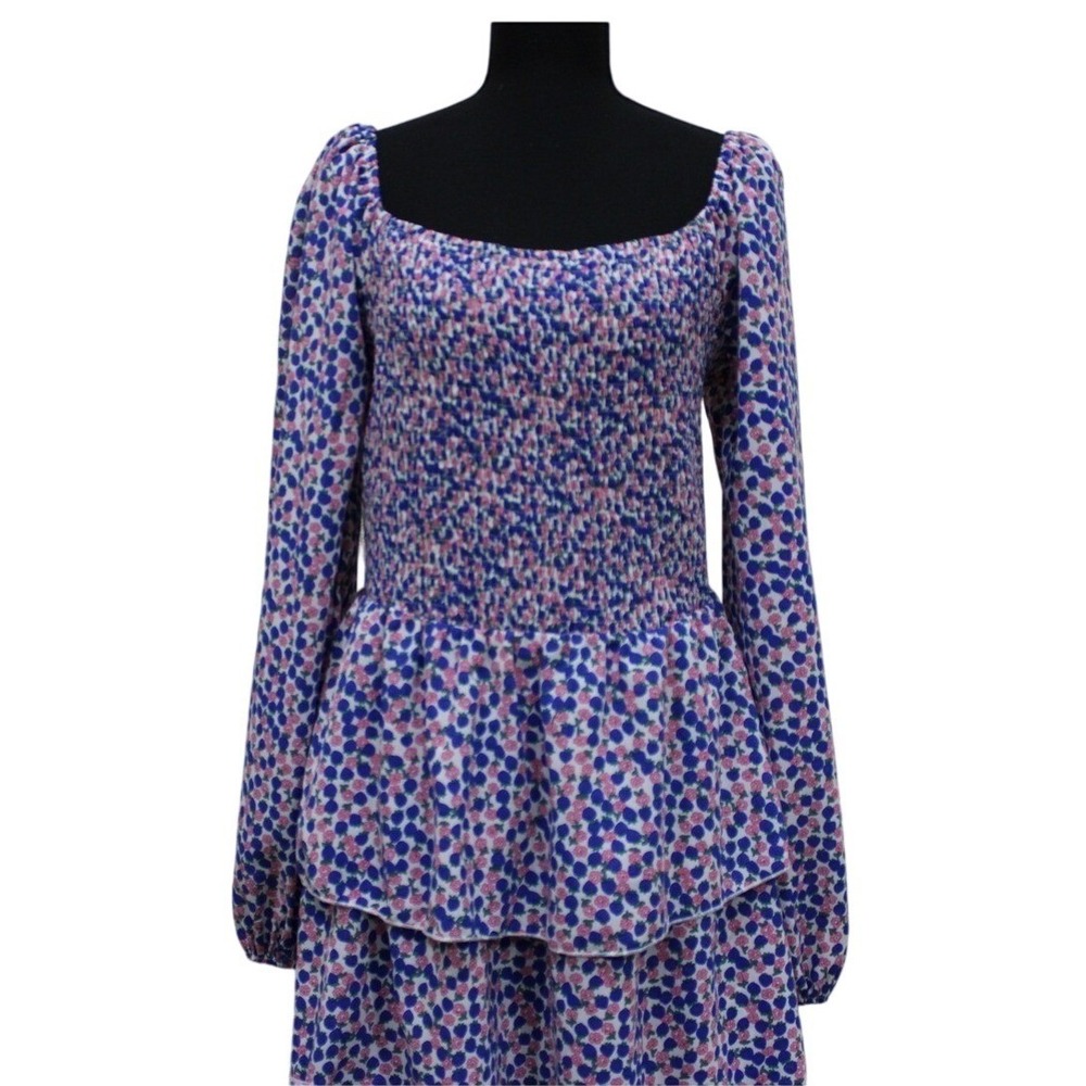 Floral Smocked Tiered Dress Long Sleeve Cottagecore Romantic Fairycore XL Womens